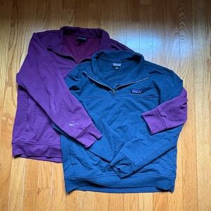 Patagonia Purple and Blue Quarter-Zip Pullovers